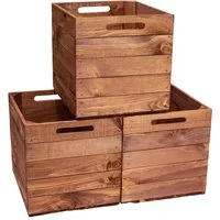 Kistenkolli Altes Land Allzweckkiste 3er set Holzkiste Vintage Ocker passend für Kallax und Expeditregale (Spar-Set, 3er Set)