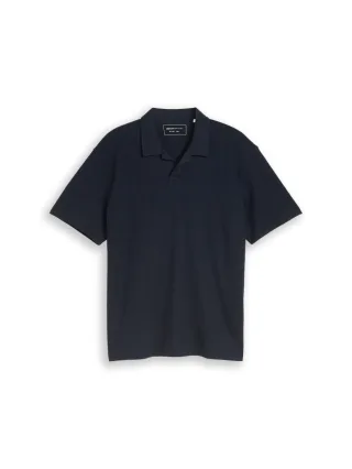 TOM TAILOR Denim - Relaxed Fit Resort Poloshirt mit Waffelstruktur blau - Gr. - M