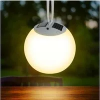 Spetebo LED Solarleuchte Premium Solar LED Hängeleuchte - Ø 20 cm / 4 LED, Einschaltautomatik, LED, warmweiß, Garten Deko Lampe zum Hängen