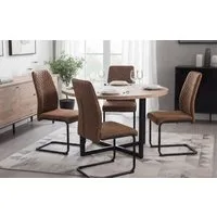 B&D home Freischwinger THEO (Set, 4 St), Esszimmerstuhl mit Ergonomischer Rückenlehne & Metallbeine