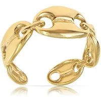 Made by Nami Fingerring Edelstahl Ring Gold mit mehreren verbundenen Gliedern, Damen Schmuck Größenverstellbar & Wasserfest