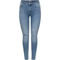 ONLY Skinny-fit-Jeans ONLPOWER MID SK PUSHUP KNEE CUT DNM mit Destroyed Detail