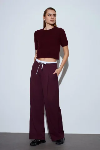 Damen Crepe-Hosen mit weitem Bein