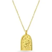 Einzelstück Charm-Kette Sunchaser Gold Vermeil Halskette mit Sonne, Strand, Palmen Anhänger