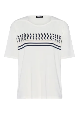 FRANK WALDER - Shirt COOL SUMMER mit grafischem Muster ecru/ink - Gr. - 40