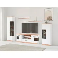 OTTO home Wohnwand Ribe Wohnwand Set-5 St., (Set, 5-St), Glaseinsatz aus gehärtetem Glas,Böden teilweise versetzbar