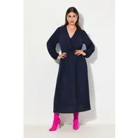 Ulla Popken Midikleid Midikleid Wickeloptik A-Linie V-Ausschnitt Langarm