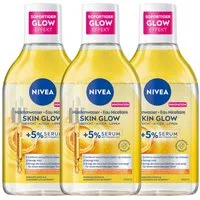 Nivea Gesichtswasser Mizellenwasser Skin Glow Make-Up Entferner reinigend 3x400ml, 3-tlg., Vitamin C, Vitamin E