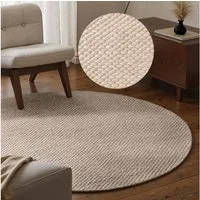 ELLE DECORATION Wollteppich Beans, rund, Höhe: 10 mm, Handweb Teppich Wolle, Rund, Perlenstruktur, Wohnzimmer, Schlafzimmer