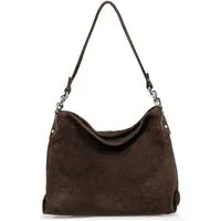 Caspar Schultertasche Damen Veloursleder Handtasche Klassisch - PREMIUM LINE - Modell No.864, 100% italienisches Leder, samtig weich, angenehmer Tragekomfort