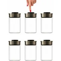 BURI Vorratsglas 6x Vakuum Vorratsglas Glas 1300ml Vorratsgläser Vakuumdeckel luftdicht, Glas