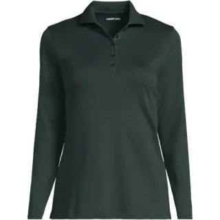 Supima-Poloshirt mit langen Ärmeln für Damen, Damen, size: regular, Rot, Baumwolle, by Lands' End