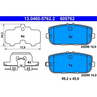 ATE Bremsbel?ge hinten ABARTH 124 Fiat 124 Mazda Mx-5