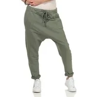 CLEO STYLE Jogginghose Damen Jogginghose 104 Oliv Elastikbund mit Tunnelzug, Unifarben