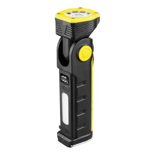 Powerful Dual Light Source Flashlight Handheld Folding Lamp Camping Working Torch USB Charging Digital Display with Magn