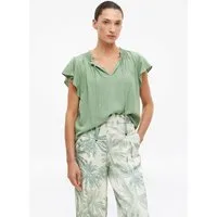 s.Oliver Kurzarmbluse Bluse Viskose-Bluse mit Smok-Details