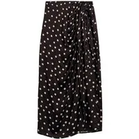 Bhoem Midirock BHOEM Gepunkteter drapierter Midirock aus Satin (1-tlg)