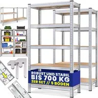 monzana Schwerlastregal, 2x 170x75x30cm 350kg 5 MDF-Platten Regal Lagerregal Kellerregal