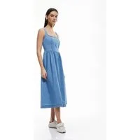 Koton Jeanskleid Denim Midi Länge Jeanskleid