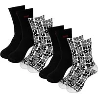 HUGO Langsocken QS Stack Allover (4-Paar) mit verstärkter Fußspitze