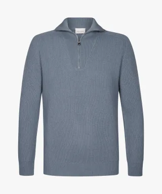 Profuomo - Blauer Wolle Half-zip blau - Gr. - S