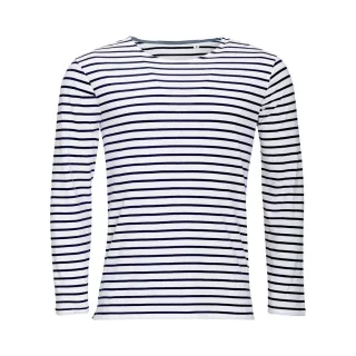 SOLS Mens Marine Long Sleeve Stripe T-Shirt (Weiß/Marine)