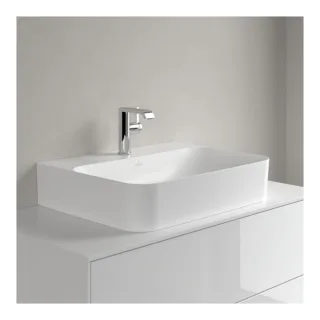Villeroy und Boch Finion Waschtisch 41686LRW 600 x 470 x 164 mm, ohne Überlauf, Unterseite geschliffen, Stone White CeramicPlus