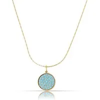 Made by Nami Kette mit Anhänger Edelstahl Halskette Damen Gold mit Anhänger aus Türkisen Steinen, Wasserfester Schmuck 40 + 5 cm Länge Geschenk für Sie