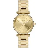 Fossil Quarzuhr Carlie ES5465, Armbanduhr, Damenuhr, Edelstahlarmband, analog, Glassteine