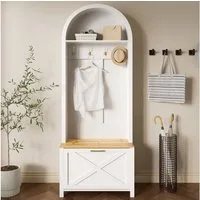 Merax Garderoben-Set mit Schuhregal, Ablage & Haken, (Garderobenkombination Möbelset Eingangsbereich-Schrank, 1-St., 75x35x195cm), Flurschrank Garderobenschrank mit Eisenfuß,für Eingangsbereich & Diele
