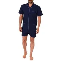 Normann Pyjama Herren Shorty Pyjama kurzarm gewebt mit durchknöpfbarem Oberteil