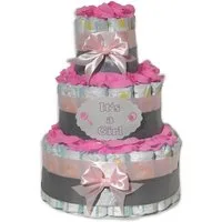 Geschenketorten-Gebhardt Windeln Windeltorte, Windelgeschenk für Mädchen, It's a Girl rosa-grau, Süße Geschenkidee zur Geburt