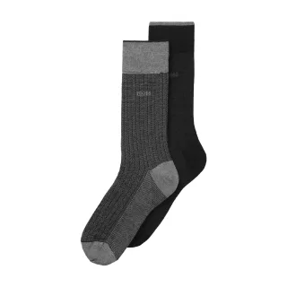 Boss - Socken für Herren, Mercerisierte Baumwolle (2er-Pack) (Schwarz/Grau)