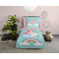 good morning Kinderbettwäsche Heaven, Renforcé, 2 teilig, Baumwolle, 135x200, Reißverschluss, Wendeoptik, Kind, Mädchen, Einhorn