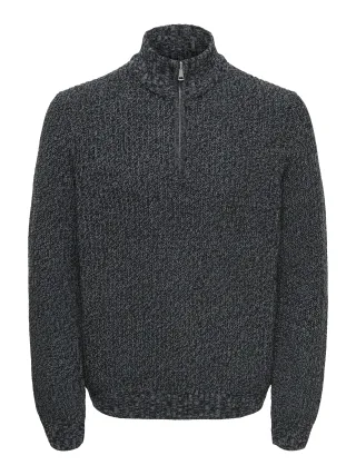 ONLY&SONS - ONSJOIN REG LS HIGH NECK KNIT CAMP Black - Gr. - M