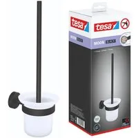 tesa WC-Garnitur MOON Toilettenbürstenhalter ohne Bohren - 37,9 cm : 11,2 cm : 14,5 cm, Badezimmer, Gäste-WC, Wandmontage, (Packung, 1-tlg), selbstklebende WC-Bürste für Wandmontage - schwarz