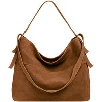 Caspar Schultertasche große Vintage Damen Leder Handtasche - PREMIUM LINE - Modell No.816, 100% italienisches Wildleder, samtig weich, angenehmer Tragekomfort