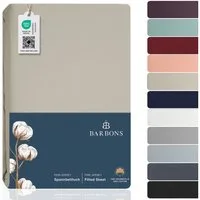 BARBONS Spannbettlaken Jersey Bettlaken, 145 g/m² Spannbetttuch, bis zu 25cm Höhe, Topper, Jersey aus 100% Baumwolle, Gummizug: rundum, (1 Stück), Rundumgummi, Atmungsaktiv