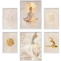 ARTFAVES Bilder-Collage Poster Set Yoga Spirit I mehrteilige Bilderwand I Wandbilder Spirituel, (Wandbilder modern, 6 St)
