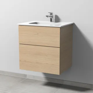 Sanipa 3way Keramik-Set Design Keramik-Waschtisch und Unterbau mit 2 Auszügen, Eiche-Nordic SM47948