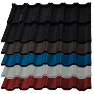 Pfannenblech German Simetric | 0,50 mm | Stahl | Modullänge 350 mm | 25 µm Polyester