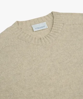 Profuomo - PULLOVER CREW NECK L BEIGE Hellbeige - Gr. - M