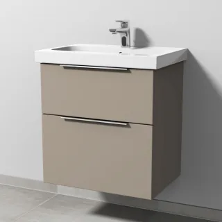 Sanipa 3way Waschtischunterbau zu Geberit iCon Light Waschtisch mit 2 Auszügen, Sandgrau-Matt UF57167