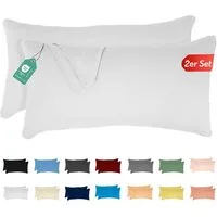 livessa Kissenbezug 2er Set Kissenbezug Kissenhülle Baumwolle Jersey Reißverschluss weich, %100 Baumwolle Jersey Stoff 140 g/m², Ultra Weich und Atmungsaktiv