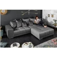 riess-ambiente Big-Sofa ELEGANCIA 285cm silbergrau, Einzelartikel 1 Teile, XXL Couch · Samt · mit Federkern · inkl. Kissen · Design