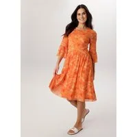 Aniston SELECTED Meshkleid mit großflächigen Batik-Blüten bedruckt
