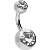 PIERCINGLINE Bauchnabelpiercing Chirurgenstahl Bananabell ZWEI KRISTALLE (Bananabells, 1-tlg)