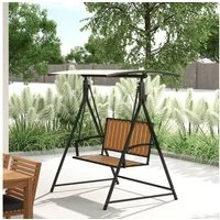 Outsunny Hollywoodschaukel mit verstellbarem Sonnendach, 2-Sitzer, Schaukelfunktion, 2-Sitzer Gartenschaukel, 1 tlg., wetterfest Schaukelbank, für Garten, Terrasse, 142 x 112 x 162cm, Schwarz