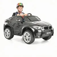 Hecht Elektro-Kinderauto lizensiertes BMW X6 Akku Kinderfahrzeug bis 5 km/h 12V/7Ah Akku, Belastbarkeit 30 kg, Fernbedienung, Radio, Hupe, Scheinwerfer, 2 Gänge, USB, AUX