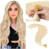LuxusKollektion Echthaar-Extension Extensions Echthaar Bondings Keratin U Tip Remy 50 cm-50g 613 Blond